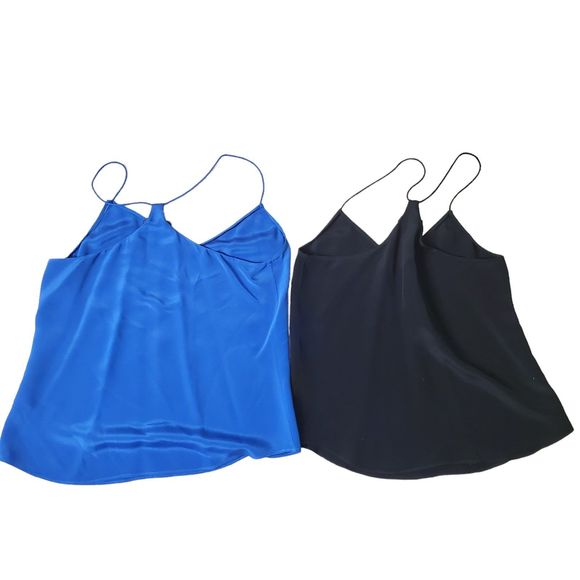 J. Crew Black & Blue Silk Racerback Camisole Top Blouse sz 6 - Picture 7 of 9